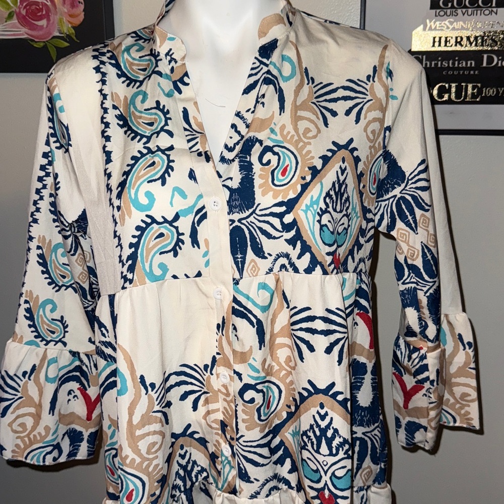 19. Bohemian Print Tunic Dress - Picture 3 of 5